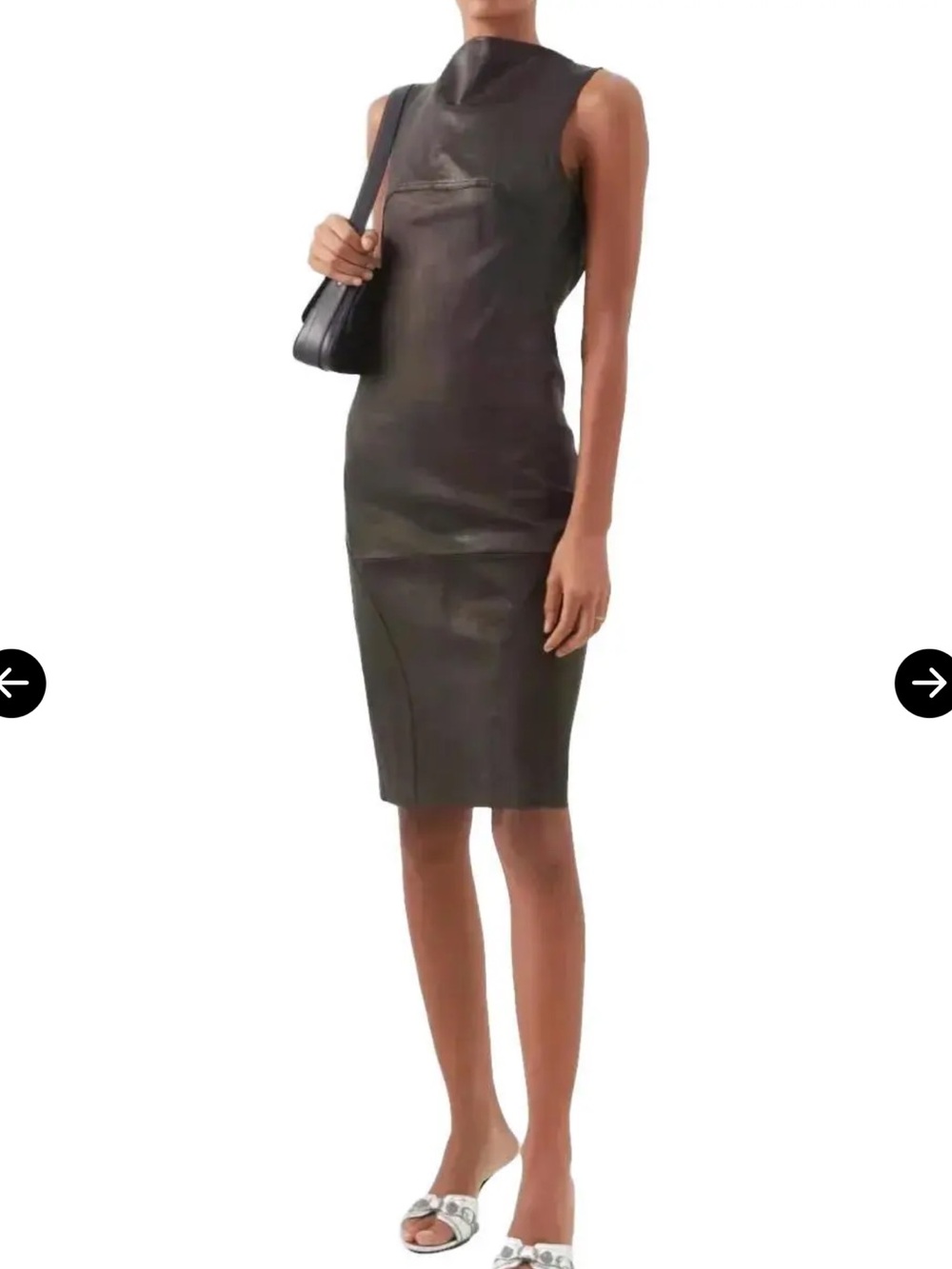 Rick Owens Black Leather Open Back Dress 8